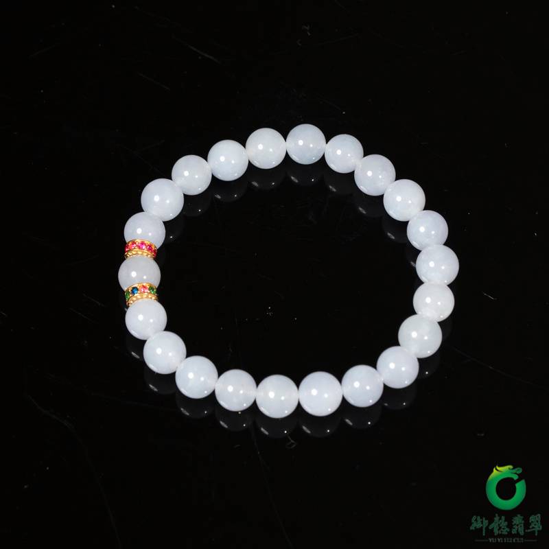 Natural Burmese jadeite A-grade bracelet in a violet ice texture, 20 g - Yufu Jade detail photograph 2