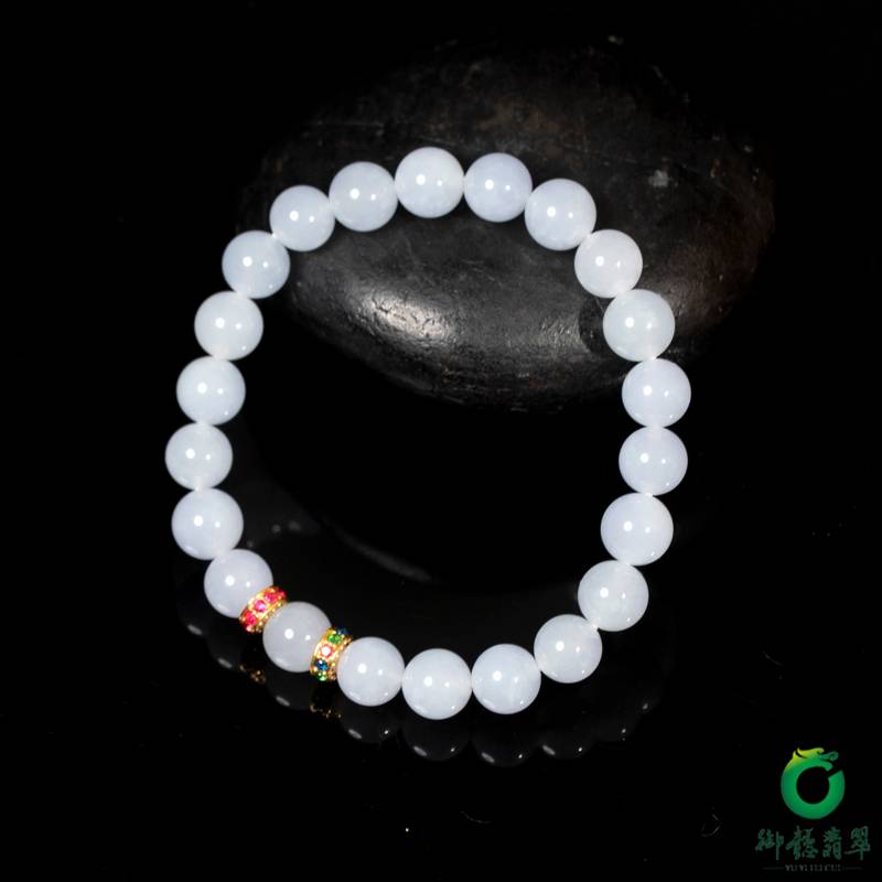 Natural Burmese jadeite A-grade bracelet in a violet ice texture, 20 g - Yufu Jade detail photograph 3