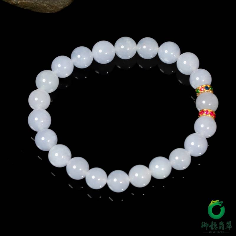Natural Burmese jadeite A-grade bracelet in a violet ice texture, 20 g - Yufu Jade detail photograph 4