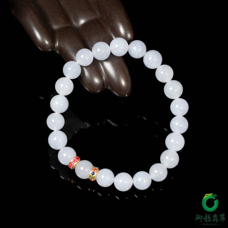 Natural Burmese jadeite A-grade bracelet in a violet ice texture, 20 g - Yufu Jade detail photograph 5